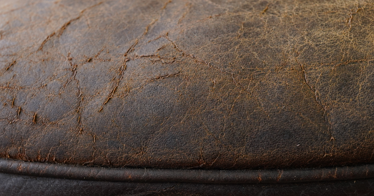 Old, dried out leather Cracked and brittle leather