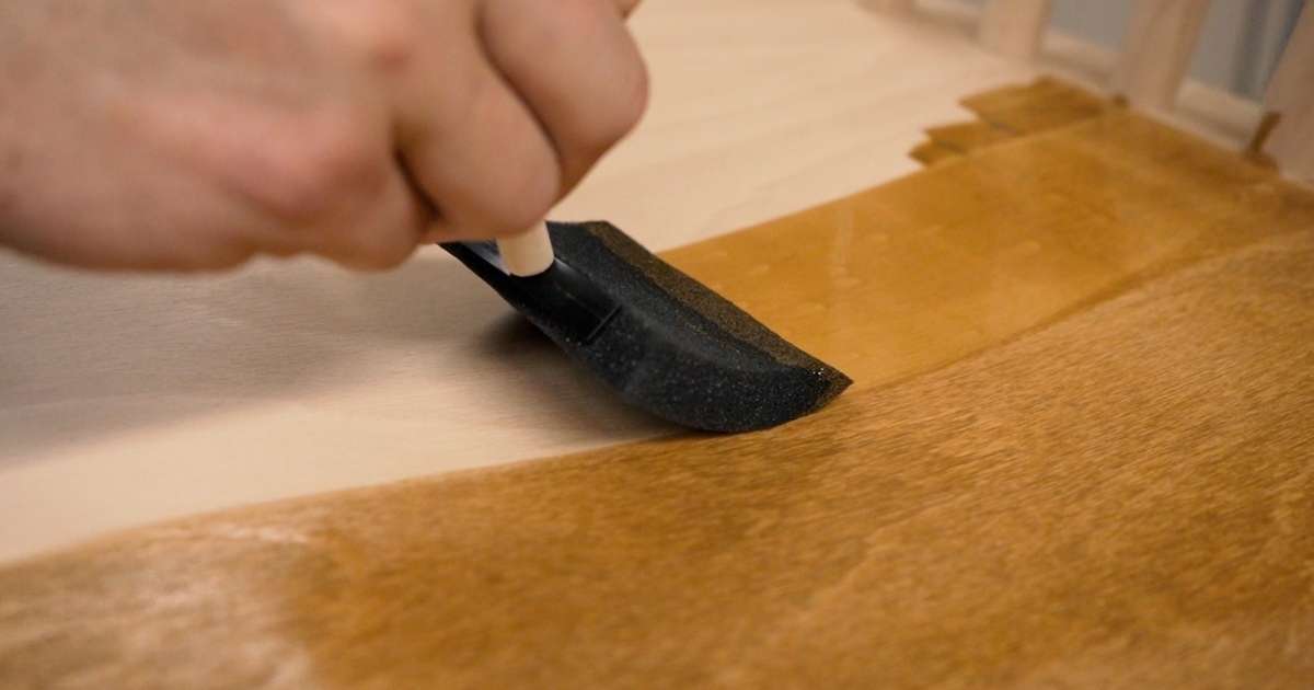 Wood Stain being applied to wood Wood Stain being applied to wood