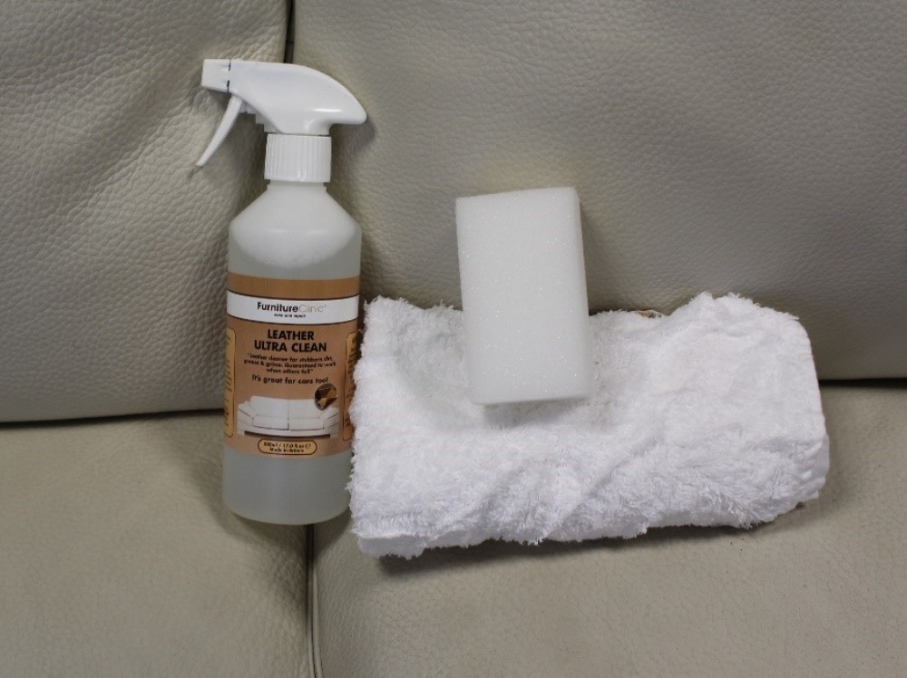 Leather Ultra Clean Cleaning a white leather sofa